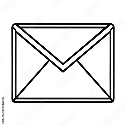Envelope Minimalist Vector Line Art in Black and White