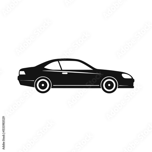 Sleek Coupe Car Icon Side Profile Vector Illustration