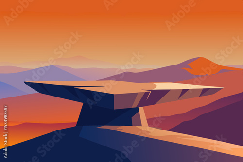 Vector illustration of an anvil on a mountain