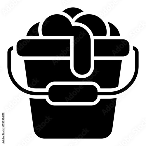 Soap bucket icon. Car wash tools. Soap and sponge container