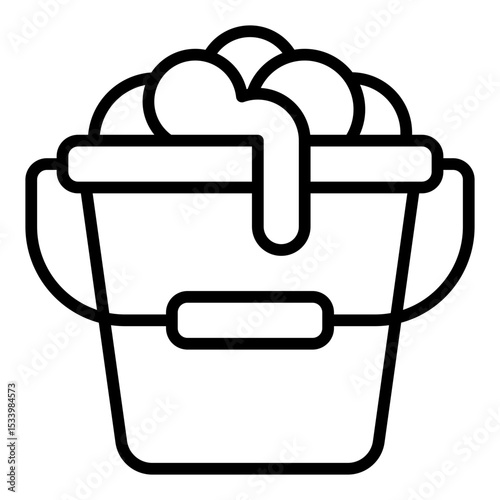 Soap bucket icon. Car wash tools. Soap and sponge container