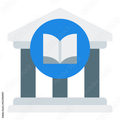 Library icon. University library building. Reading and research place