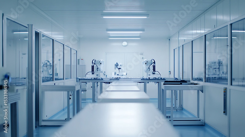 Modern Laboratory with Robotic Equipment and Clean Environment