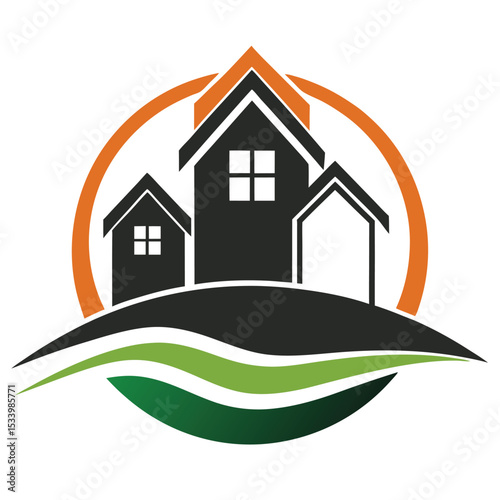 Modern Black Building Logo Icon for Real Estate and Construction Business Design