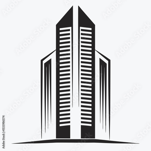 Modern Black Building Logo Icon for Real Estate and Construction Business Design