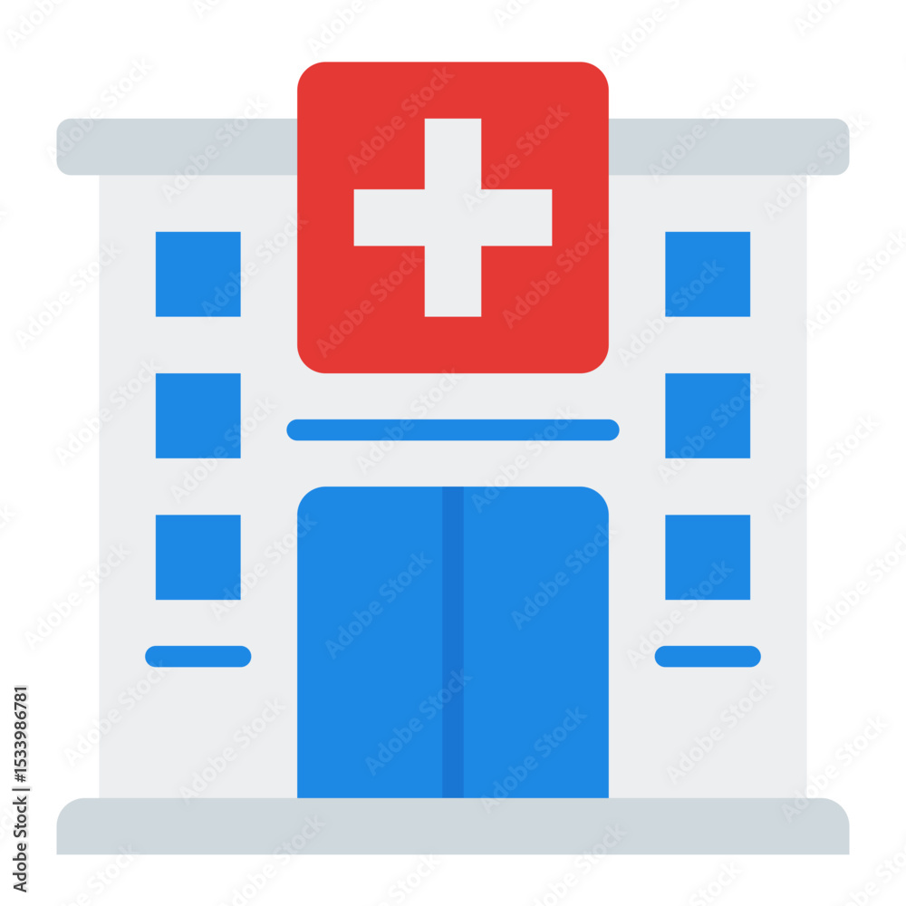 Obraz premium Hospital icon. Medical building. Healthcare and emergency center