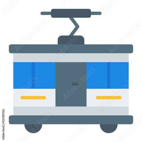 Tram icon. Street rail vehicle. Urban transport and commute system