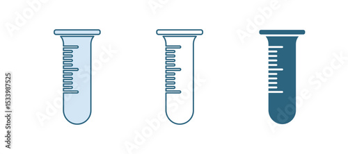 Blue Test tube and flask icon isolated on white background. Chemical laboratory test. Laboratory glassware. Vector