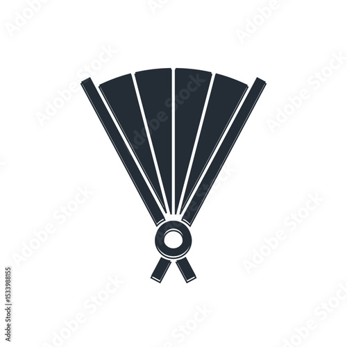 Black Traditional paper chinese or japanese folding fan icon isolated on white background. Vector