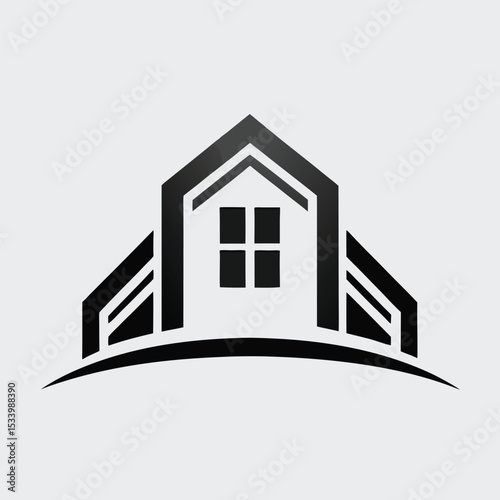Modern Black Building Logo Icon for Real Estate and Construction Business Design