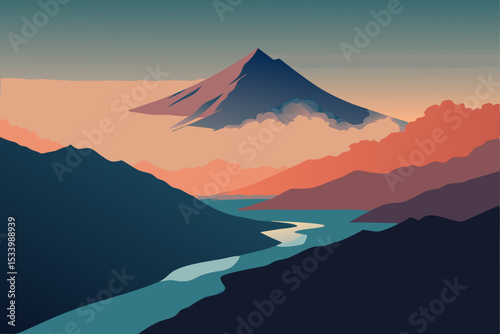 mountain fuji in the morning
