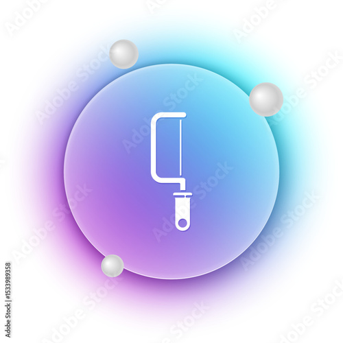 White Hacksaw icon isolated on white background. Metal saw for wood and metal. Blue and purple gradient circle background. Vector