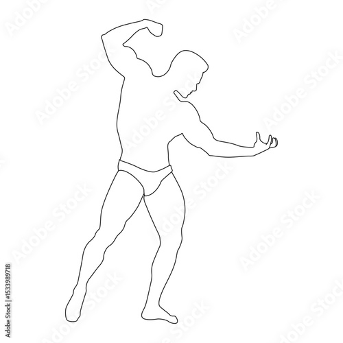 Bodybuilder line art vector design. Bodybuilder outline illustration design.