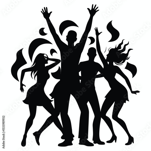 Dancing people silhouettes vector evolution illustration