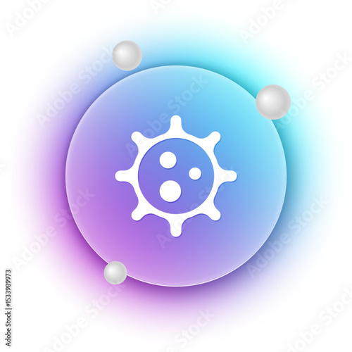 White Virus icon isolated on white background. Corona virus 2019-nCoV. Bacteria and germs, cell cancer, microbe, fungi. Blue and purple gradient circle background. Vector