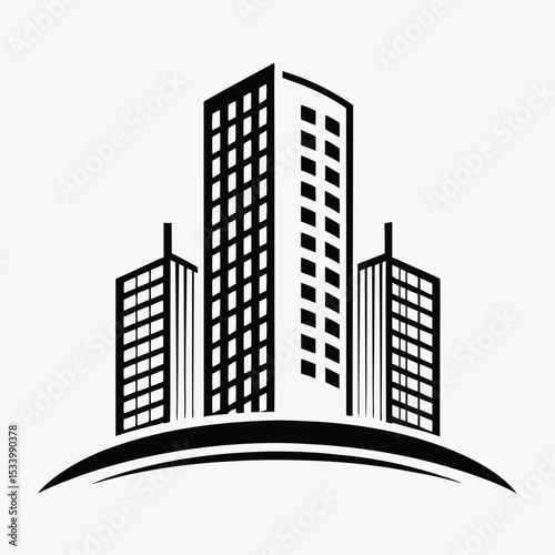 Modern Black Building Logo Icon for Real Estate and Construction Business Design