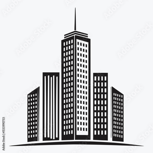 Modern Black Building Logo Icon for Real Estate and Construction Business Design