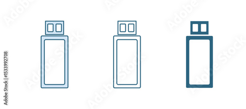 Blue USB flash drive icon isolated on white background. Vector