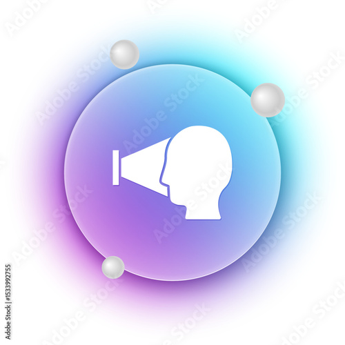 White Face recognition icon isolated on white background. Face identification scanner icon. Facial id. Cyber security concept. Blue and purple gradient circle background. Vector