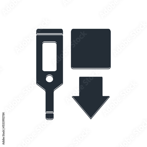 Black Medical digital thermometer for medical examination icon isolated on white background. Vector