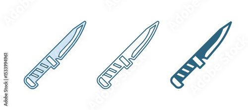 Blue Military knife icon isolated on white background. Vector