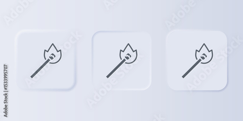 Grey Burning match with fire icon isolated on grey background. Match with fire. Matches sign. Set icons in square buttons. Vector