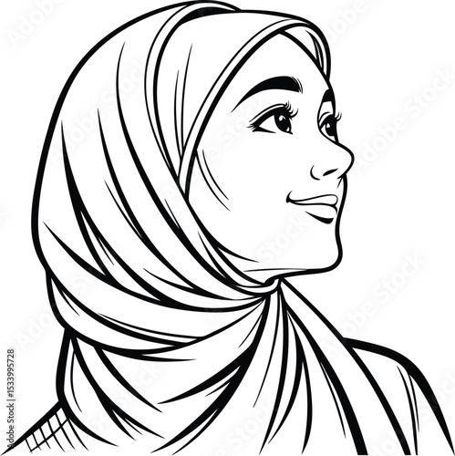 Profile of a young woman wearing a hijab