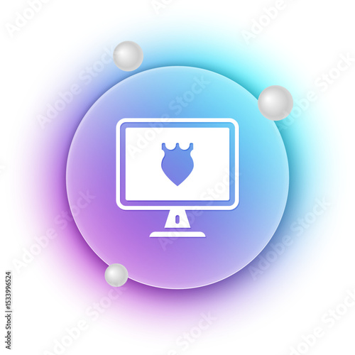 White Police database icon isolated on white background. Police badge on monitor screen. Online police service concepts. Blue and purple gradient circle background. Vector