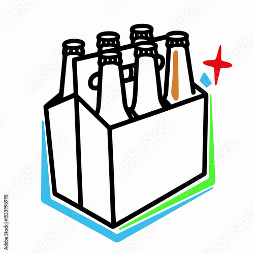 Six Pack Beer Bottles in Cardboard Carrier