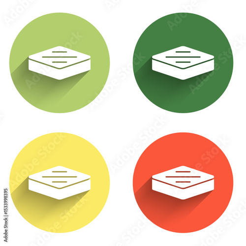 Set Steak meat icon isolated with long shadow background. Color circle button. Vector