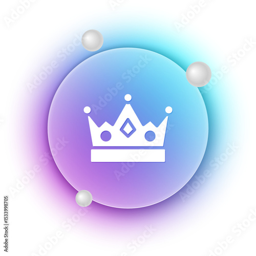 White King crown icon isolated on white background. Blue and purple gradient circle background. Vector