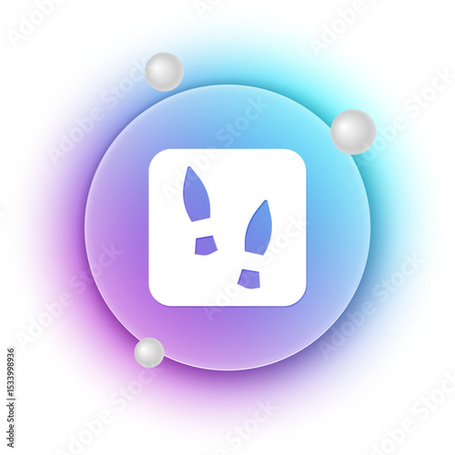 White Human footprints shoes icon isolated on white background. Shoes sole. Blue and purple gradient circle background. Vector