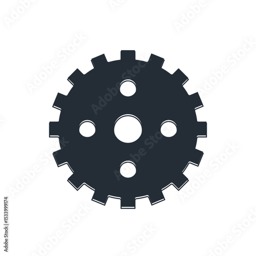 Black Bicycle sprocket crank icon isolated on white background. Vector