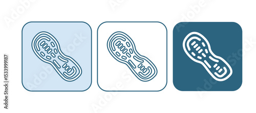 Blue Human footprints shoes icon isolated on white background. Shoes sole. Vector