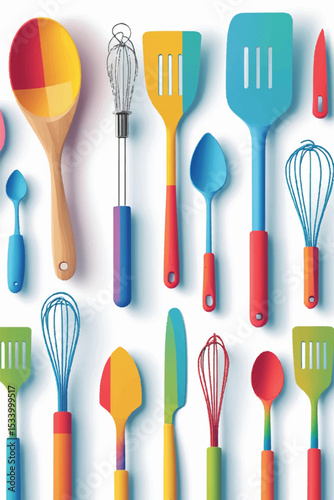 Cooking Utensils on White Background