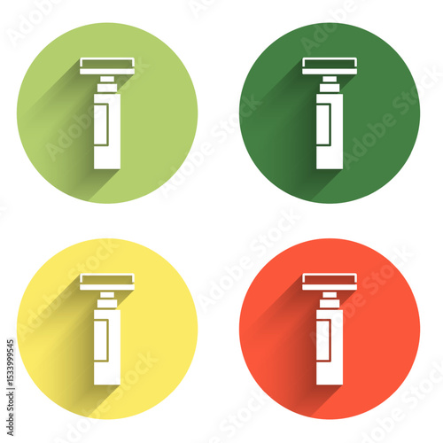 Set Marker pen icon isolated with long shadow background. Color circle button. Vector