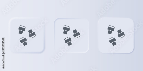 Grey Marker pen attachment icon isolated on grey background. Set icons in square buttons. Vector