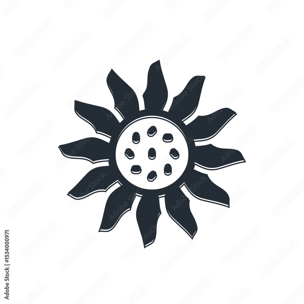 Obraz premium Black Flower icon isolated on white background. Vector