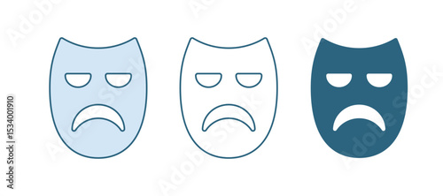 Blue Drama theatrical mask icon isolated on white background. Vector