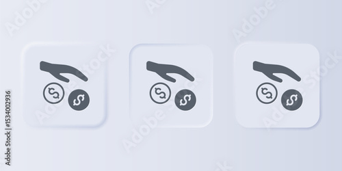 Grey Donation and charity icon isolated on grey background. Donate money and charity concept. Set icons in square buttons. Vector