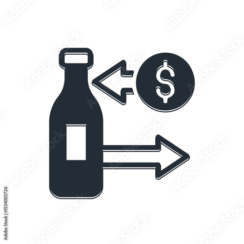 Black Reception and sale of glass bottles icon isolated on white background. Vector