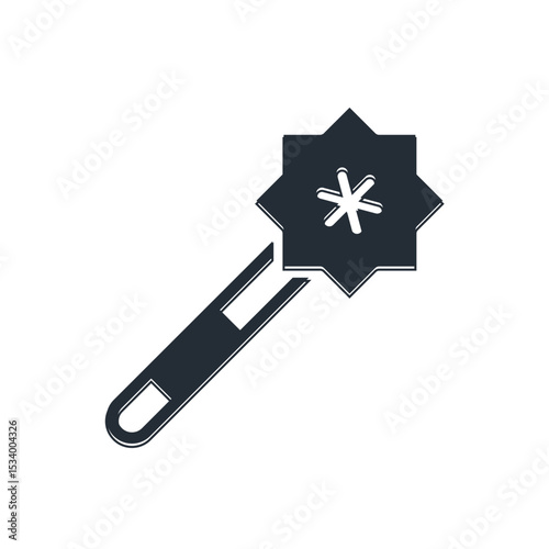 Black Magic wand icon isolated on white background. Star shape magic accessory. Magical power. Vector