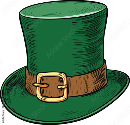 Green Top Hat with Buckle - St. Patrick's Day Celebration Attire

