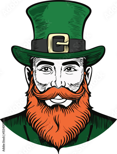 Leprechaun Face Clip Art - St. Patrick's Day Cartoon Man

