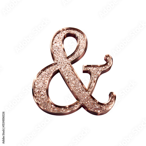 Rose Gold Ampersand Icon, Elegant Design with Transparent Background