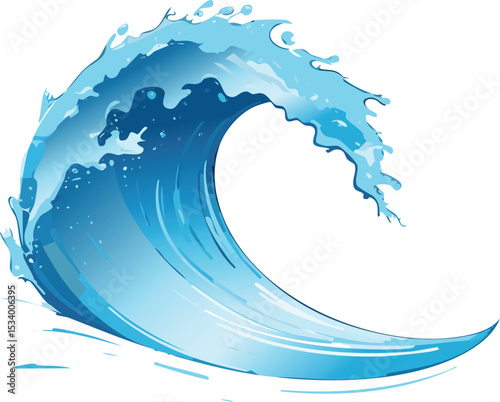 Ocean Wave Clip Art - Dynamic Blue Water Splash Design

