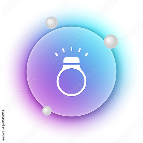 White Diamond ring icon isolated on white background. Blue and purple gradient circle background. Vector
