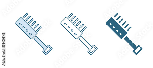 Blue Sauna brush icon isolated on white background. Wooden brush with coarse bristles for washing in the bath. Anti cellulite massage. Vector