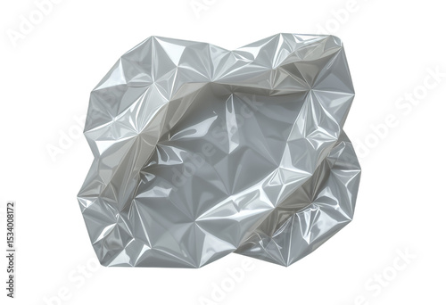 Silver Geometric Design, Transparent Cutout, Futuristic Asset