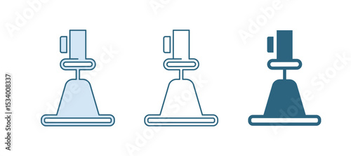 Blue Tacheometer, theodolite icon isolated on white background. Geological survey, engineering equipment for measurement and research. Vector